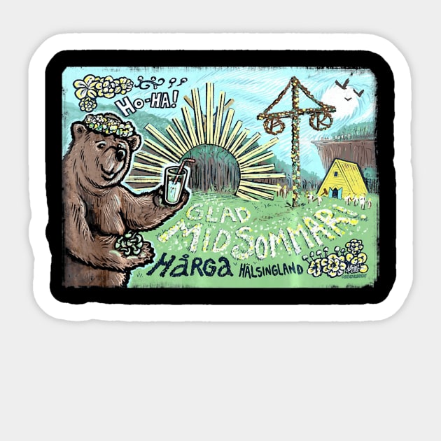 Happy Midsommar Bear Sticker by schaefersialice